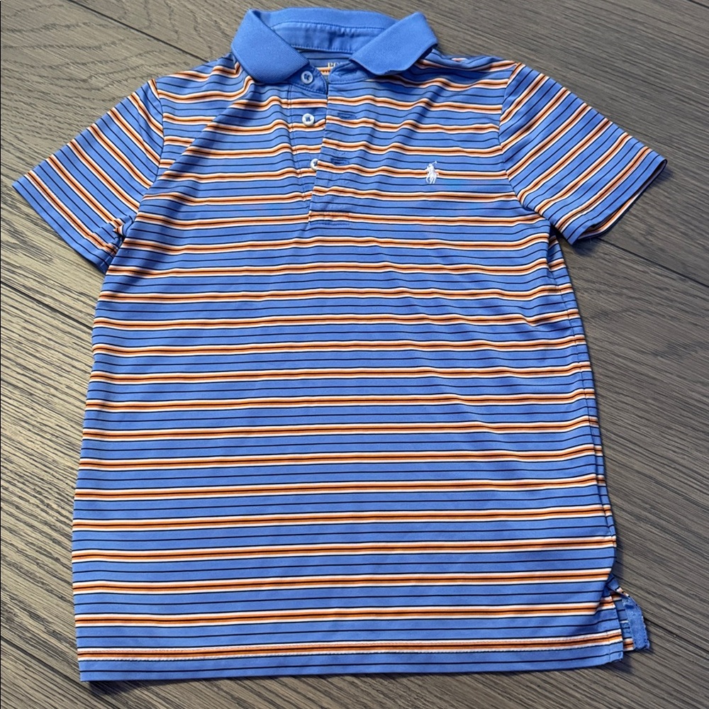 Polo 💙 by Ralph Lauren Blue stripped Shirt with Orange and White Stripes